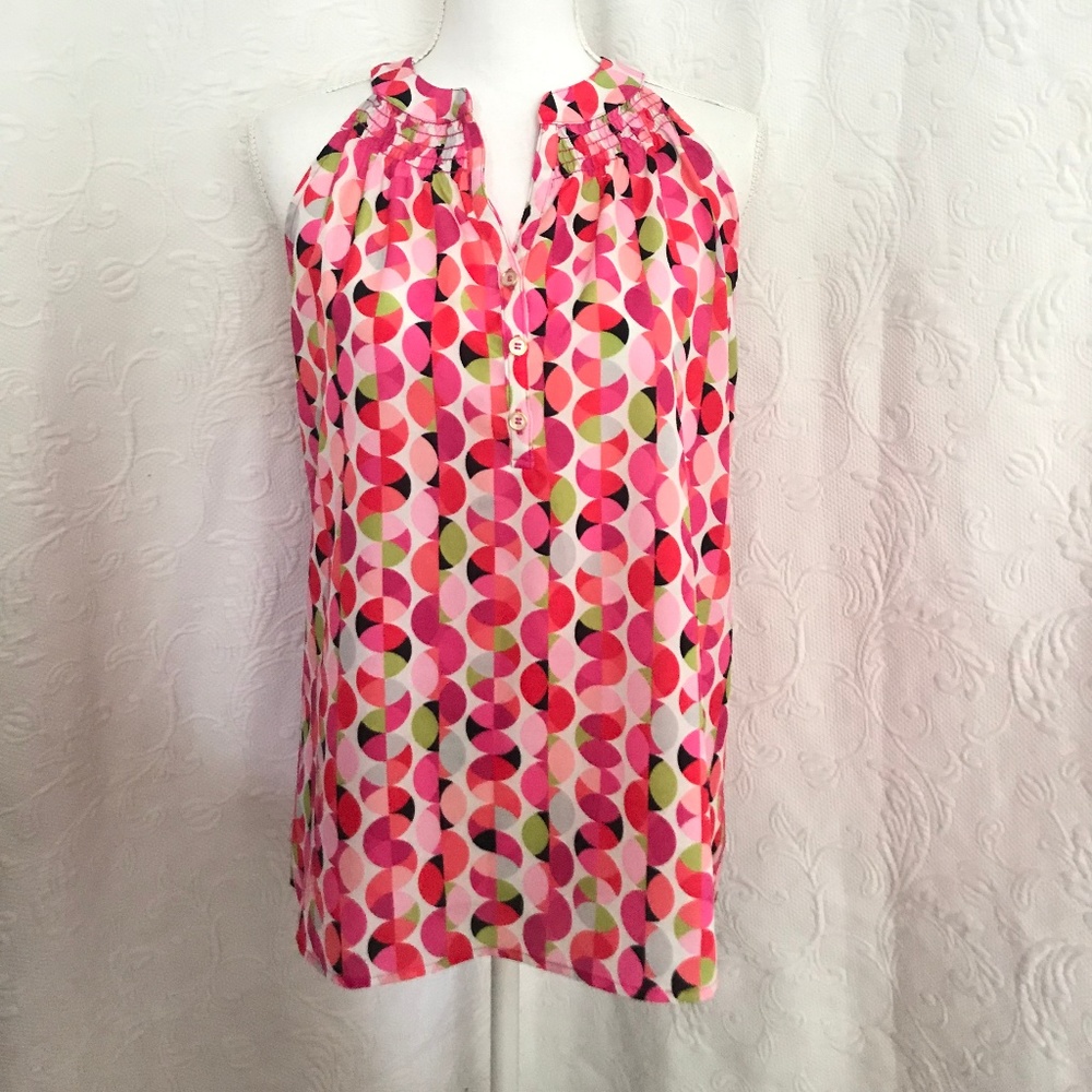 Pappagallo Pink Geometric Sleeveless Tunic Top